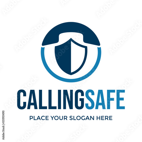 Calling Safe logo Vector. This logo is design use shield symbol. Suitable for business, security.