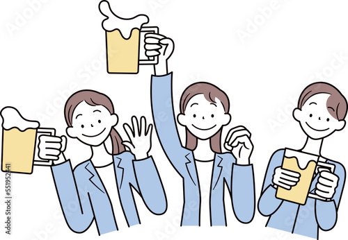 乾杯をするビジネスパーソンのイラスト素材
