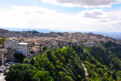 panorama of the historic center of Enna Sicily Italy