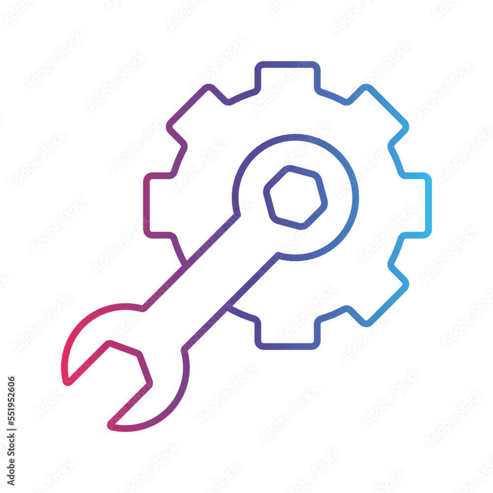 Wrench tool line gradient icon, logo style Wrench tool line gradient icon, logo style