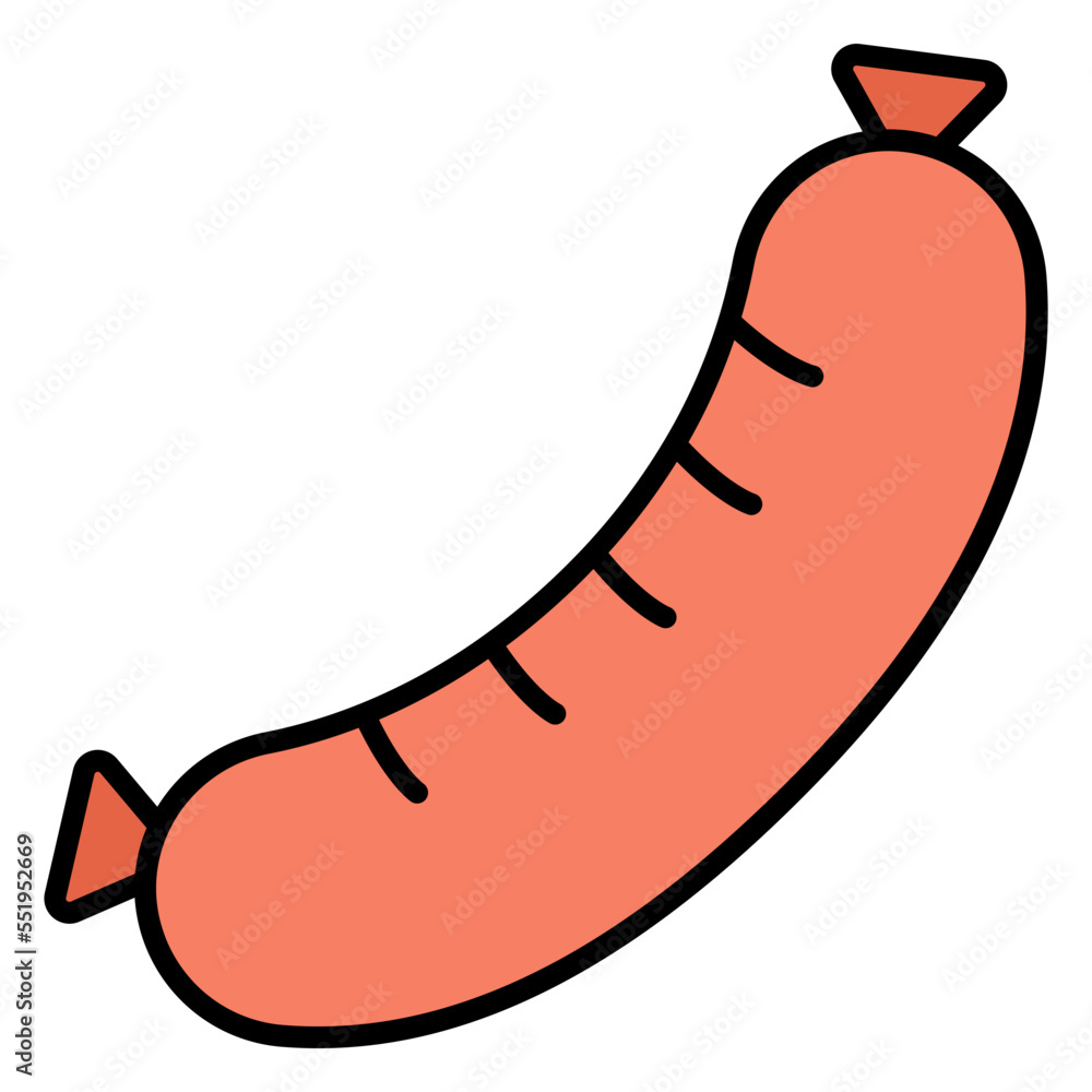 Illustration of a Piece of Sausage design Icon Illustration of a Piece of Sausage design Icon