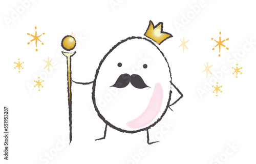 王冠をかぶっている　たまご　キャラクター　王様