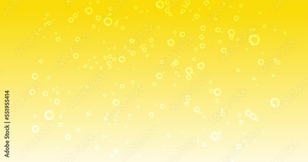 上がっていく白い小さな泡(黄色と白のグラデーション背景)
