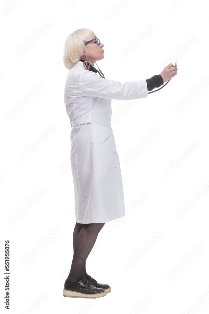 woman doctor with a stethoscope in her hands. woman doctor with a stethoscope in her hands.