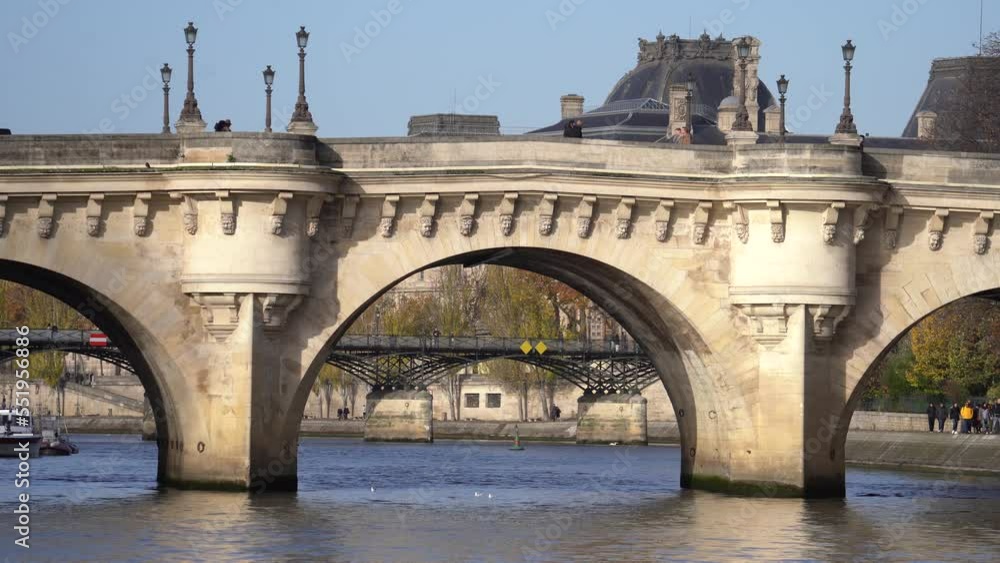 Seine River Passing Under Pont Neuf, The Oldest Bridge in Paris - Static Seine River Passing Under Pont Neuf, The Oldest Bridge in Paris - Static