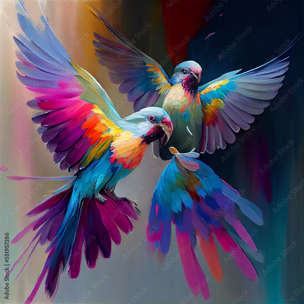 Obraz premium Colourful Birds Flying
