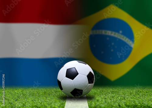 Football Cup competition between the national Netherlands and national Brazil.