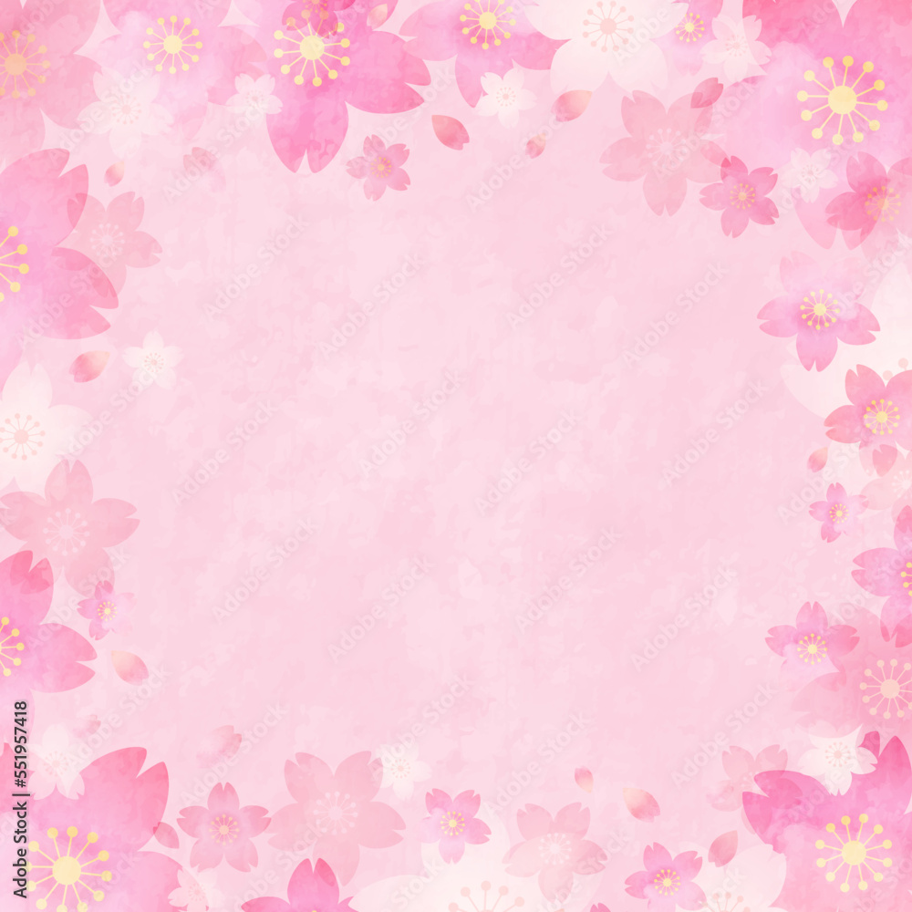 淡い桜の花のベクターイラストフレーム背景 淡い桜の花のベクターイラストフレーム背景