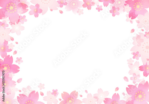 淡い桜の花のベクターイラストフレーム背景 © Honyojima