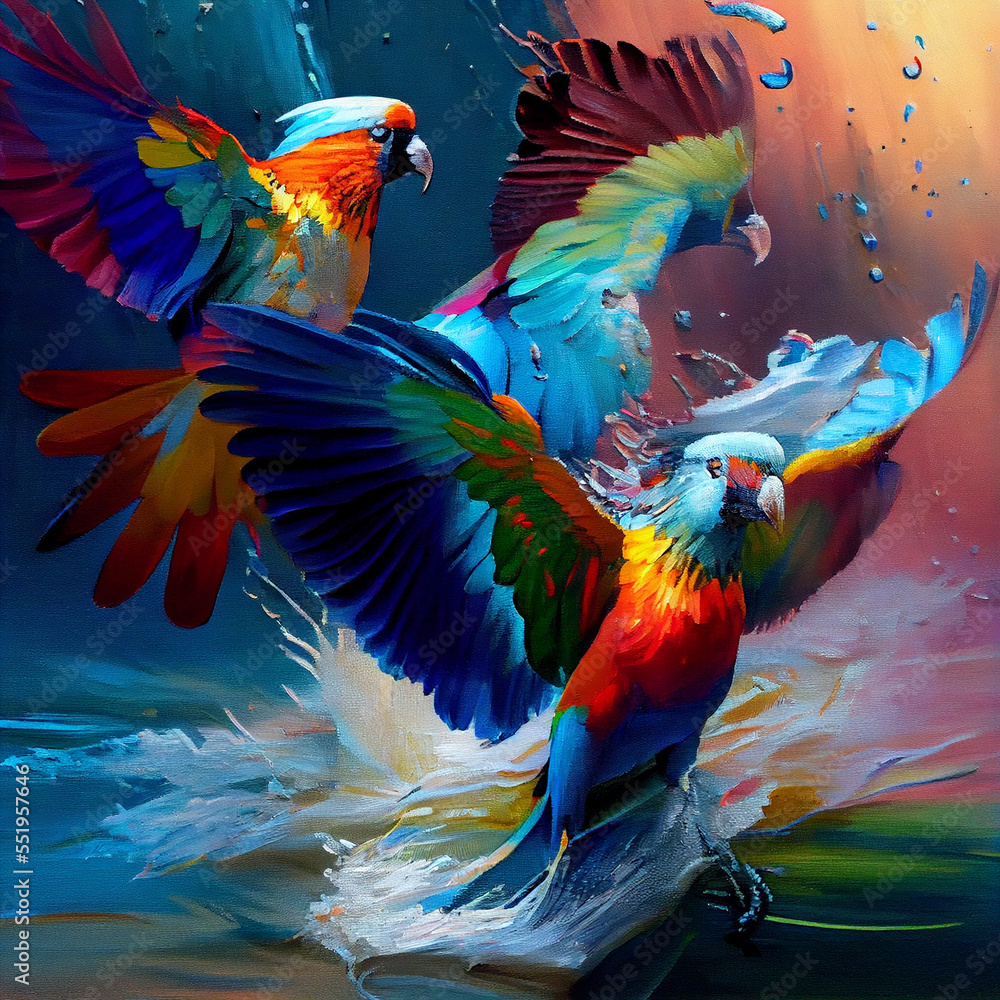 Fototapeta premium Colourful Birds Flying
