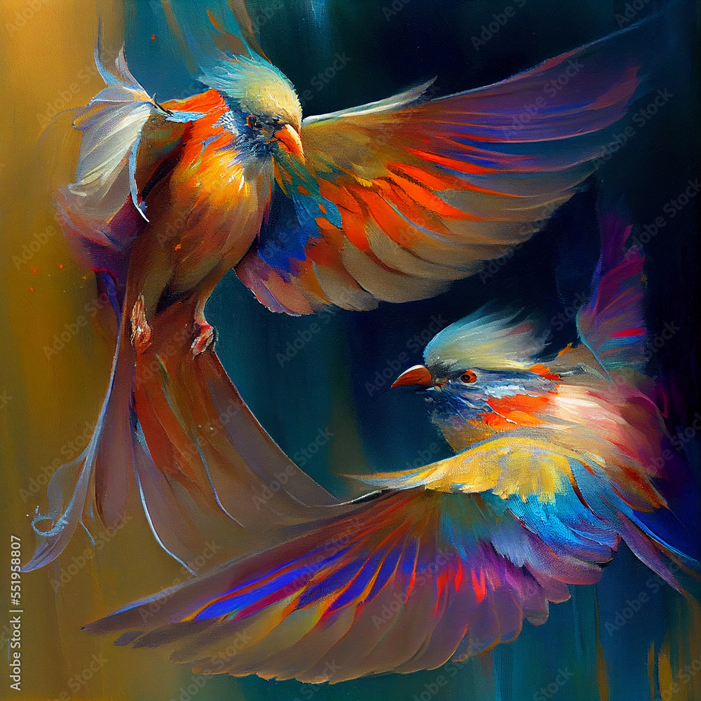 Obraz premium Colourful Birds Flying