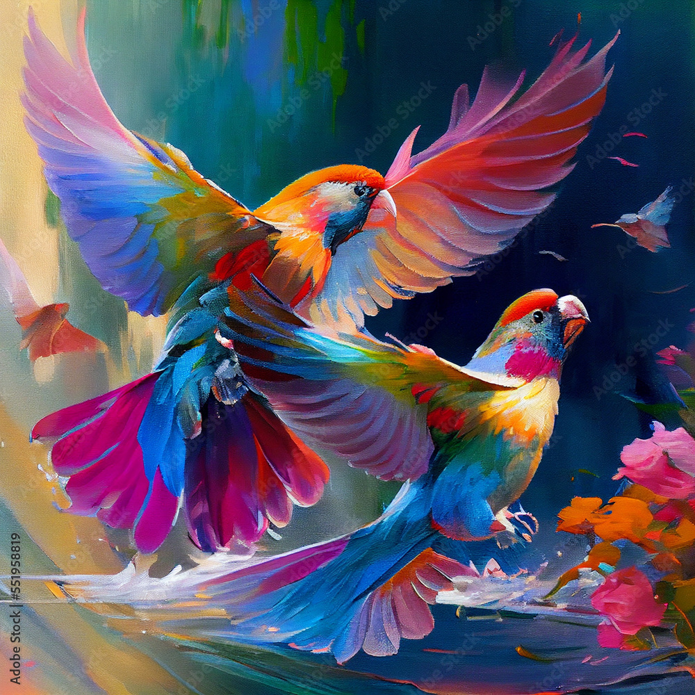 Fototapeta premium Colourful Birds Flying