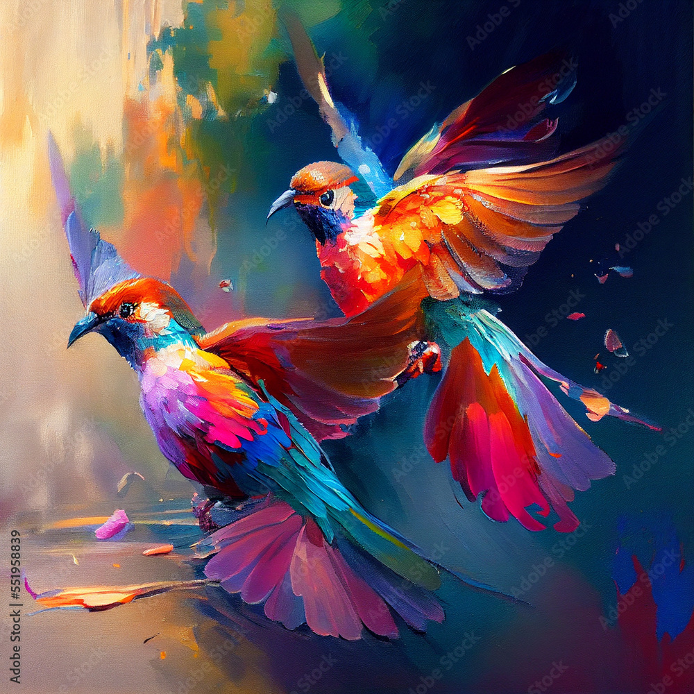 Obraz premium Colourful Birds Flying