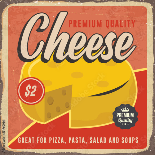 Premium quality cheese retro sign poster vector template