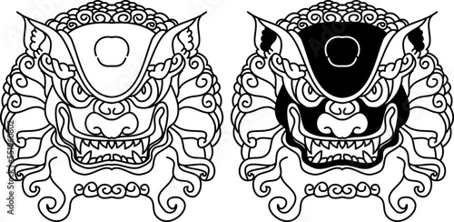 Tiger face sticker vector.Tiger head traditional tattoo.Vector of Japanese tiger for sticker or printing on T-shirt.