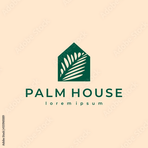 palm leaf house logo design illustrations custom logo design vector