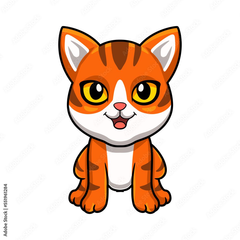 Cute orange tabby cat cartoon