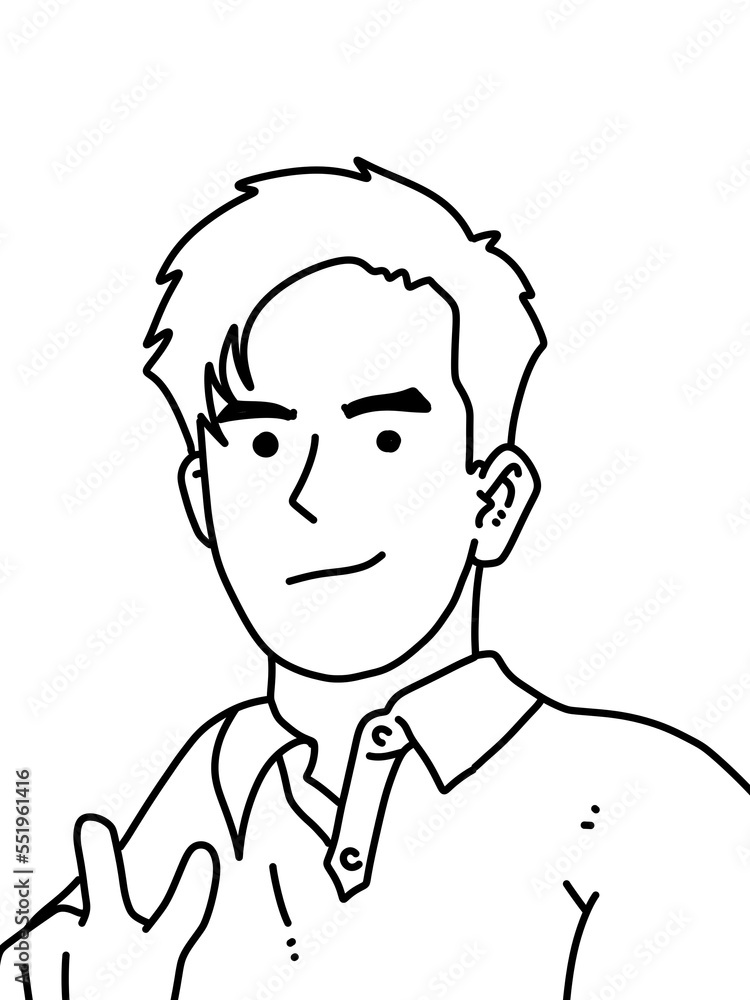 black and white of cute man cartoon for coloring black and white of cute man cartoon for coloring