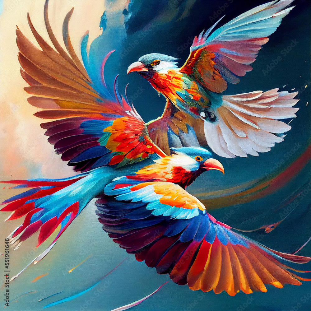 Obraz premium Colourful Birds Flying