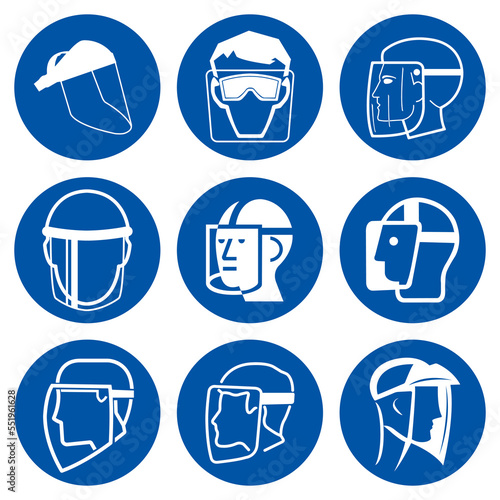 Face Shield Set Symbol Sign,Vector Illustration, Isolated On White Background Label. EPS10