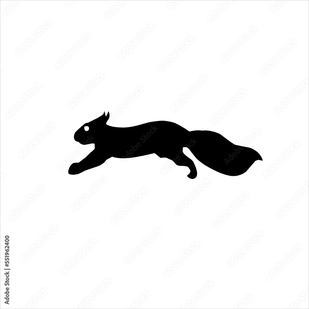 Fototapeta premium squirrel silhouette on white background, vector illustration