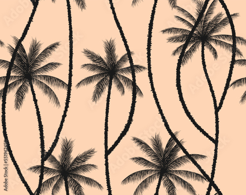 seamless pattern background with coconut palm trees 