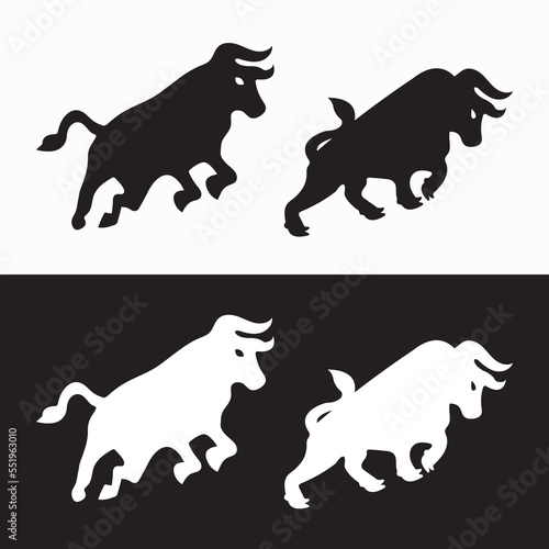 Bull animal vector logo design . icon logo . silhouette logo 