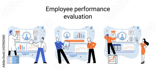 Business concepts human resourses HR department, increasing employee engagement, worker performance evaluation. Personal staff training for business development, motivation for evolution of initiative