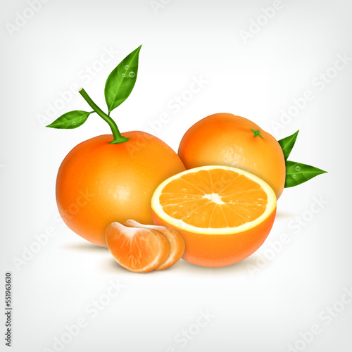 Ripe tangerines and orange