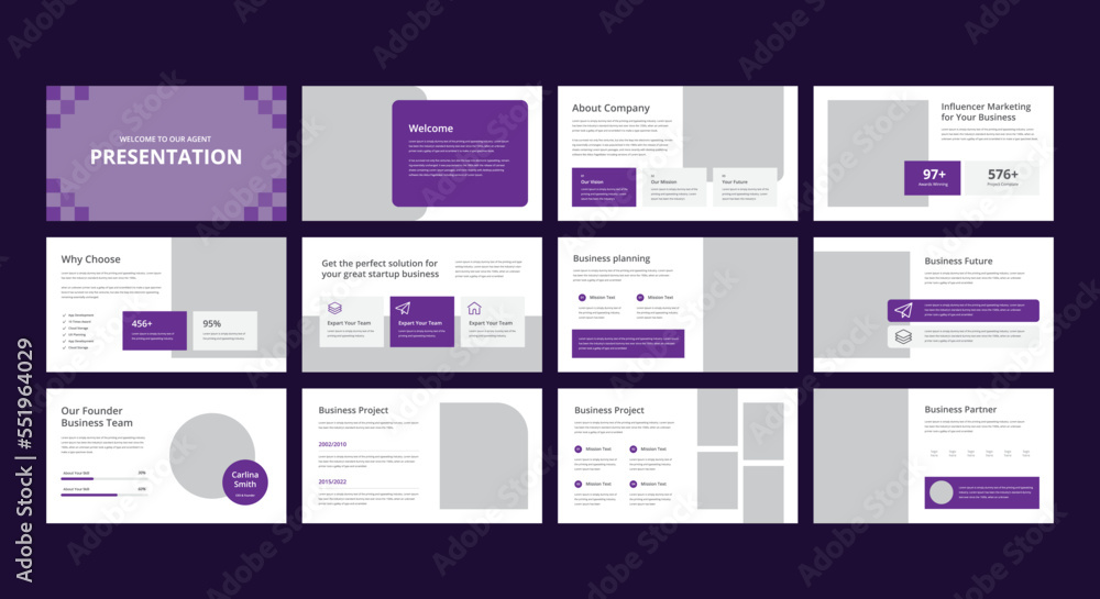 Creative business presentation slides template design set
