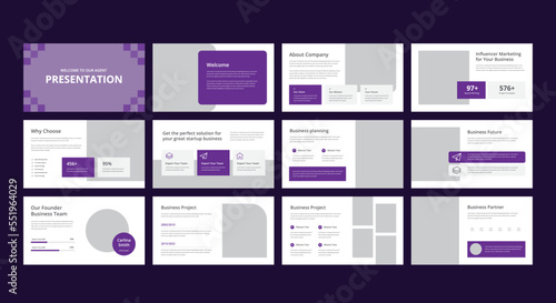 Creative business presentation slides template design set 