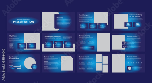 Creative business presentation slides template design set
