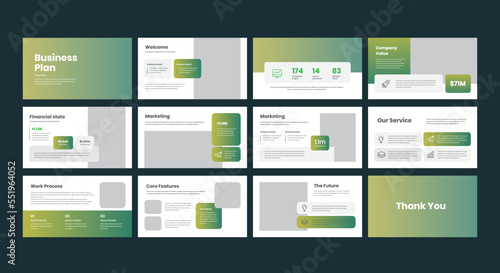 Creative business presentation slides template design set 