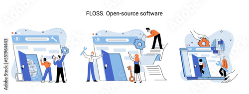 FLOSS. Open source software. Free product anyone can freely redistribute, modify and completely remake, can be improved, modernized thanks to inventions of users. Tiny programming language persons © Dmytro