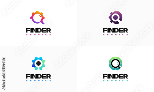 Set of Search Engine logo designs concept vector  Search Service Gear logo template icon