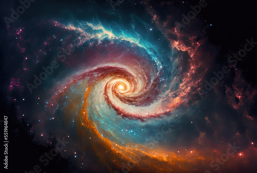 Background of a galaxy in various colors. Generative AI