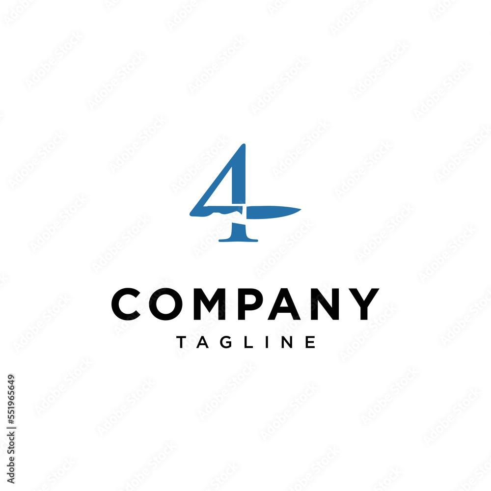 4 Number Knife Vector logo icon vector Template.eps 4 Number Knife Vector logo icon vector Template.eps