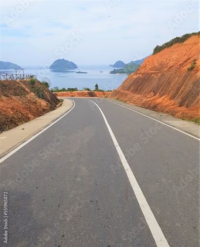 Country road with amazing view in Puncak Mandeh, West Sumatera, Indonesia photo