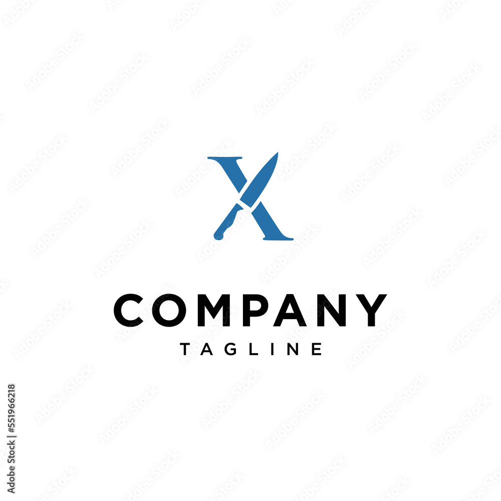 X Letter Knife Vector logo icon vector Template.eps