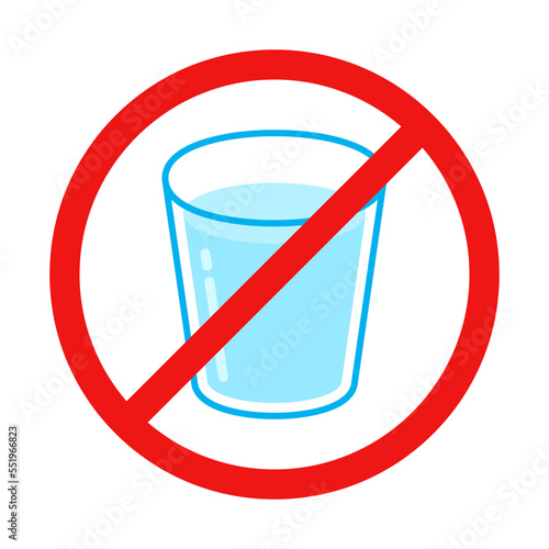 No Glass of Water Sign on White Background