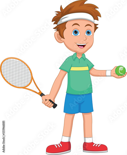 little boy tennis player cartoon