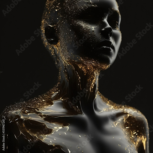 abstract shiny stone human portrait by generative ai