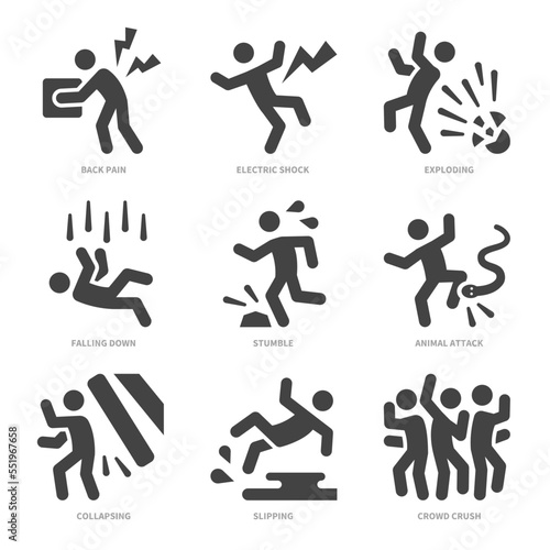 accident icon set,vector and illustration