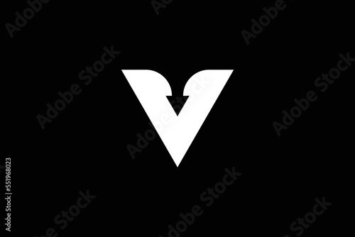 Letter V Down Arrow Logo Design Template