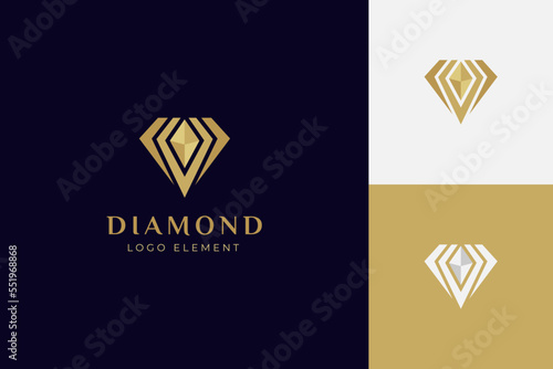 luxury line diamond or gem with jewelry elegant logo icon design concept for jewelry shop business identity logo
