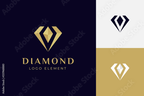luxury line diamond or gem with jewelry elegant logo icon design concept for jewelry shop business identity logo