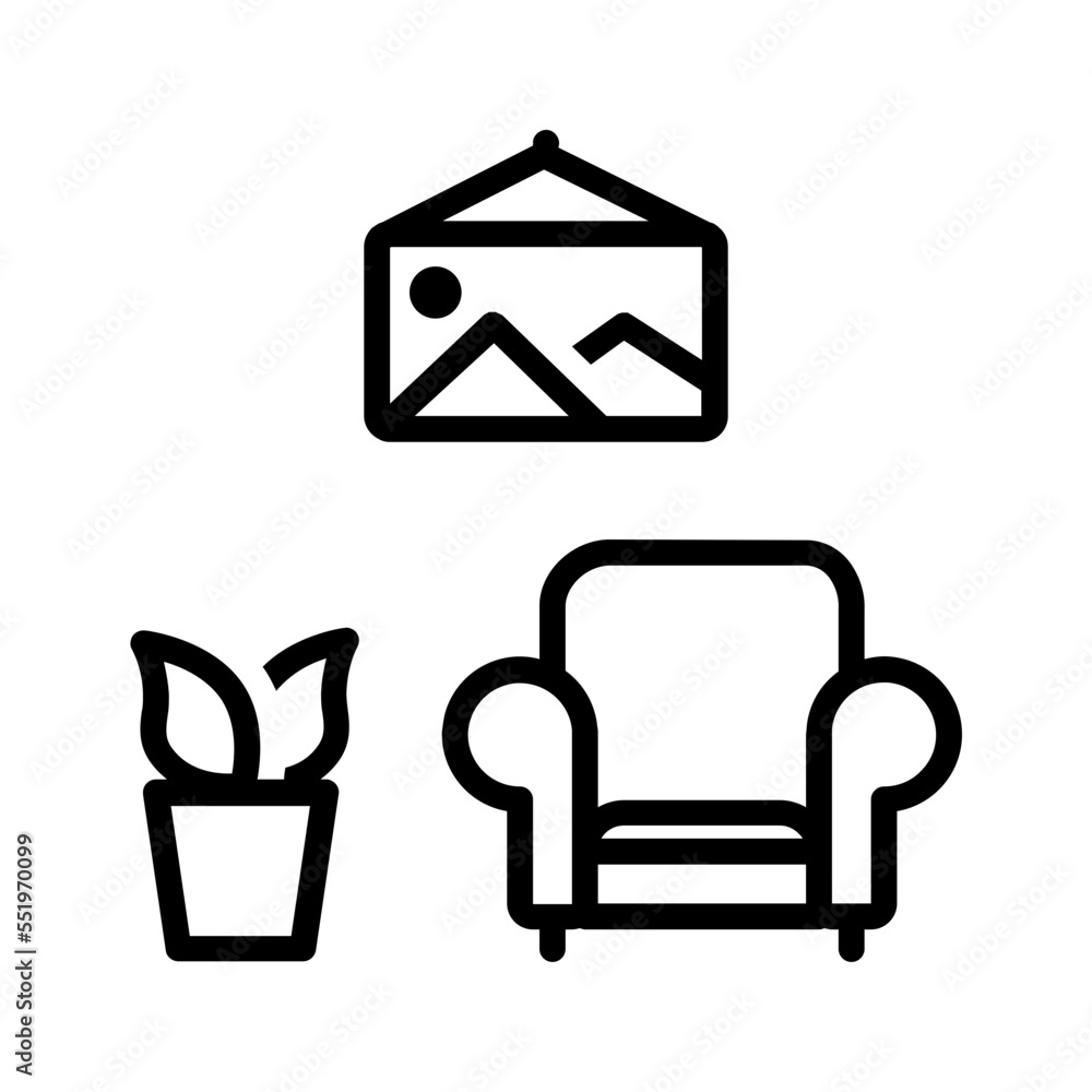 Black line icon for Room Black line icon for Room