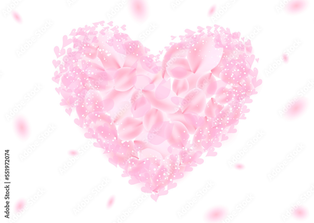 ピンク色の花びらと小さなハートで形作られたハート