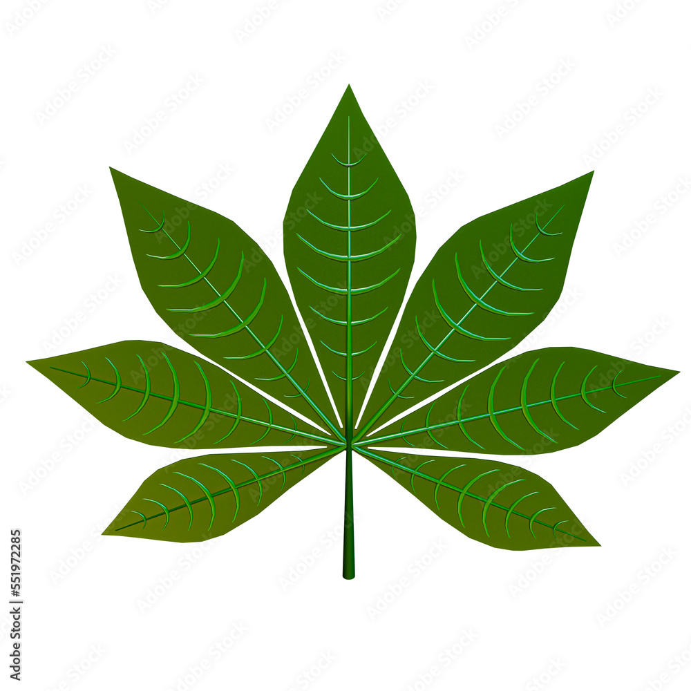 3D Illustration Cassava Leaf 3D Illustration Cassava Leaf