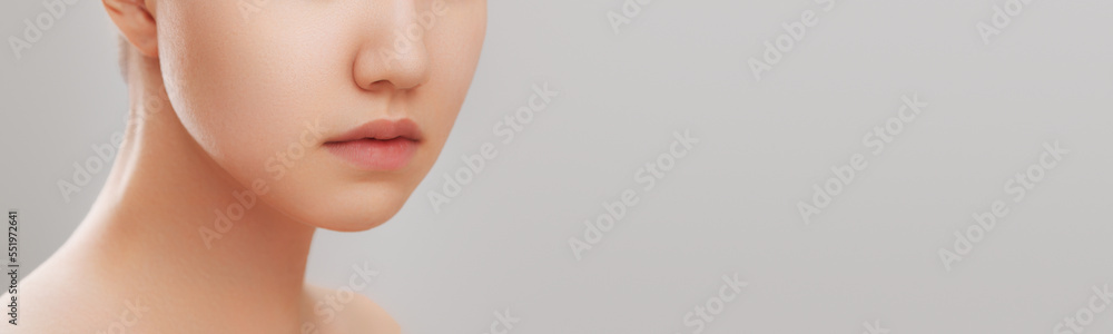 Perfect lip makeup. Close up macro photo with beautiful female mouth. Plump full lips. Close-up face detail. Perfect clean skin, light fresh lip make-up. Beautiful spa tender lip Perfect lip makeup. Close up macro photo with beautiful female mouth. Plump full lips. Close-up face detail. Perfect clean skin, light fresh lip make-up. Beautiful spa tender lip